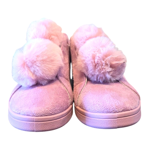 Charles Albert Pink Faux Suede Pom Pom Slip On Sneakers 9 - Picture 2 of 8